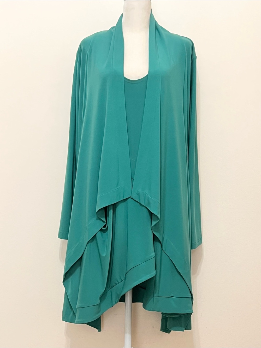 Sympli Tunic Top Cardigan Set Elegant Asymmetrical Dressy Casual Travel Chic